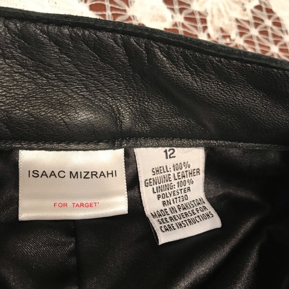 Isaac Mizrahi Black Leather Skirt Size 12 - Picture 2 of 4